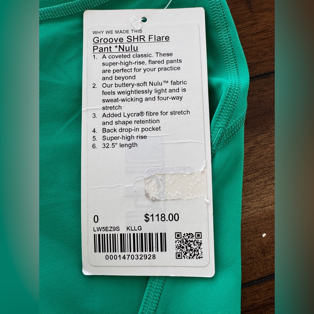 Lululemon Groove SHR Flare Pant Kelly Green Size 0 | Super High-Rise | NWT - Picture 8 of 8